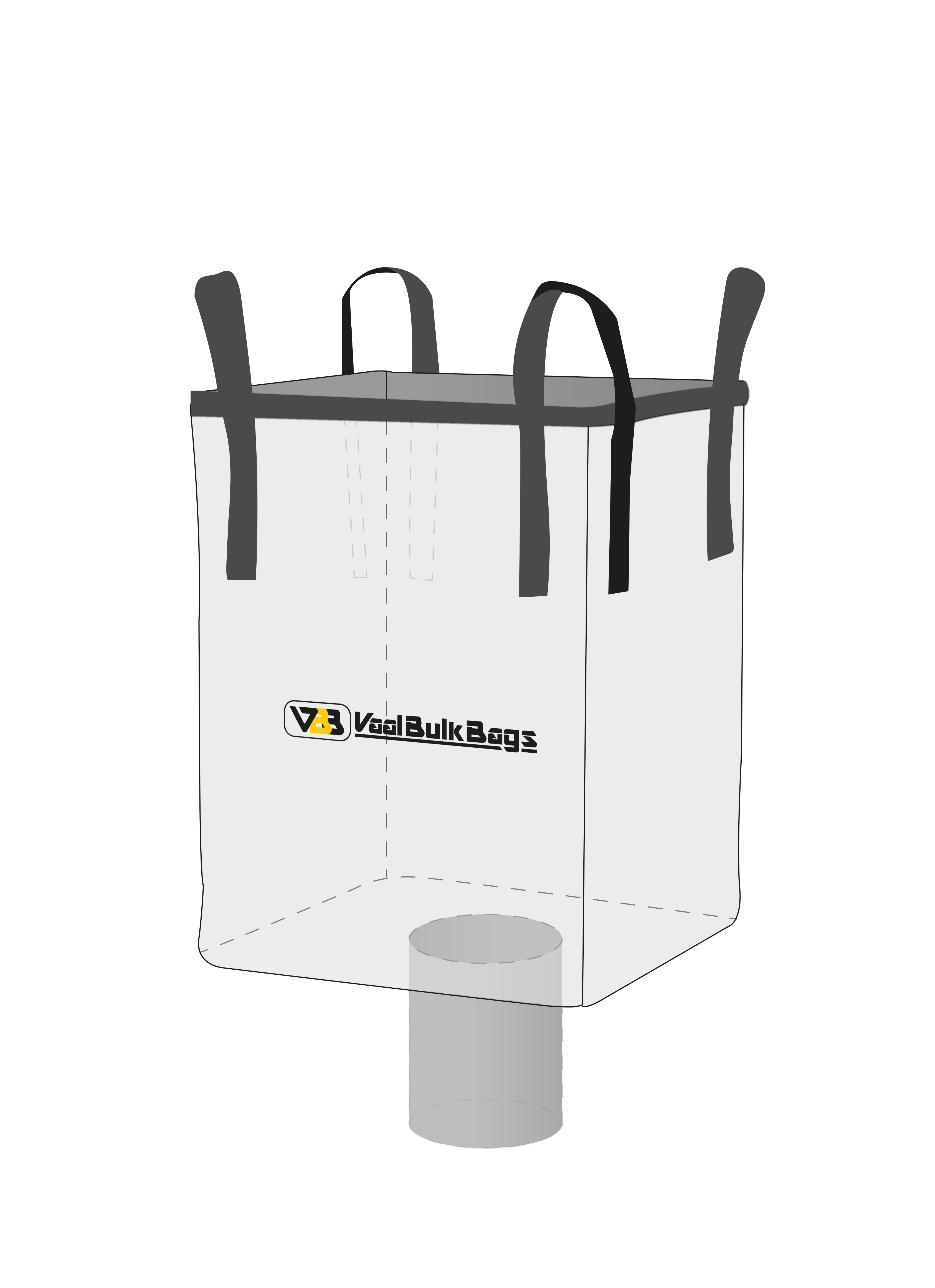 Open-Top Spout-Bottom FIBC configuration with Vaal Bulk Bags branding